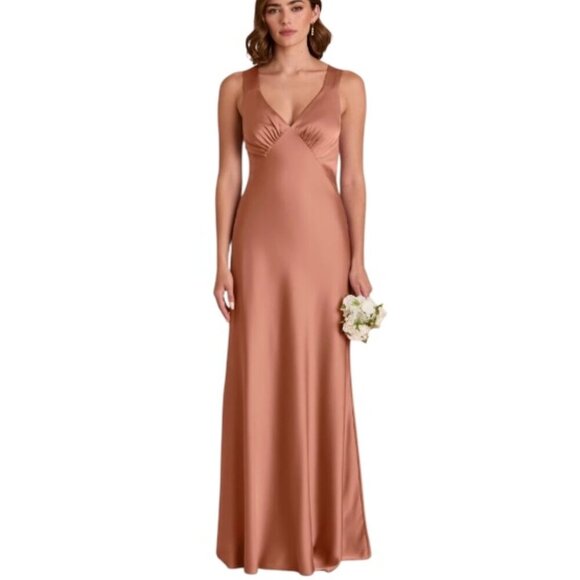 Birdy Grey Veronica Dress Matte Satin Desert Rose Maxi Gown Size Medium NWT - Picture 1 of 13